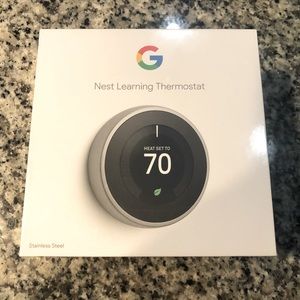 New in Sealed Box Google Nest Learning Thermostat Stainless Steel Color